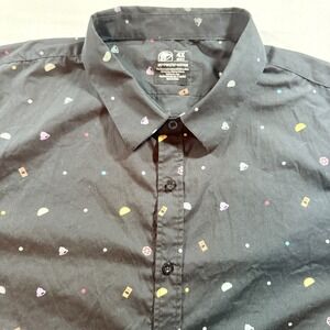 Taco Bell Button Down Shirt Mens 4X Black Tacos Hot Sauce Novelty Print Woven